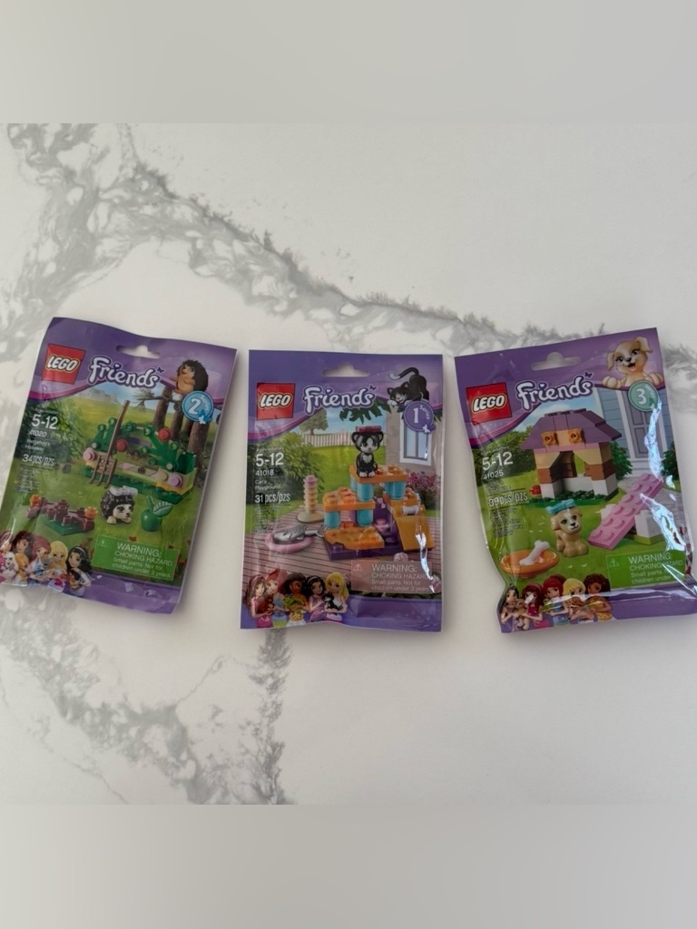 LEGO Friends Animal Series Collectibles - Cat, Hedgehog, and Puppy Retired Sets